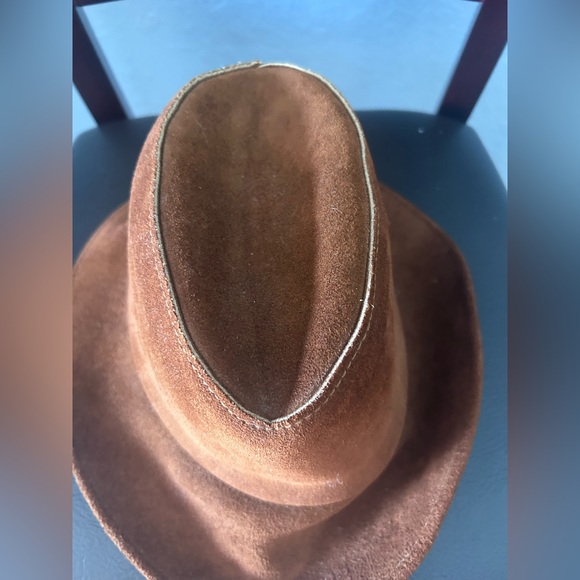 VINTAGE 1970’s brown suede fedora Size medium unique rare chic bohemian boho - Picture 4 of 6